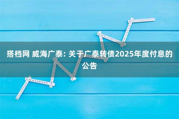 搭档网 威海广泰: 关于广泰转债2025年度付息的公告